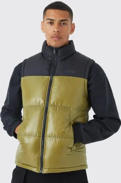 boohooMAN Man High Shine Colour Block Gilet | UK| Coats & Jackets