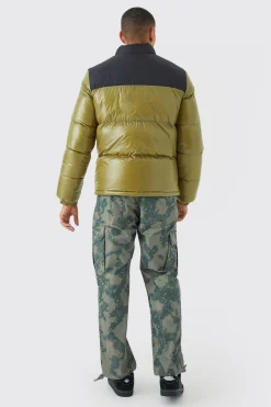 boohooMAN Man High Shine Colour Block Puffer | UK| Coats & Jackets