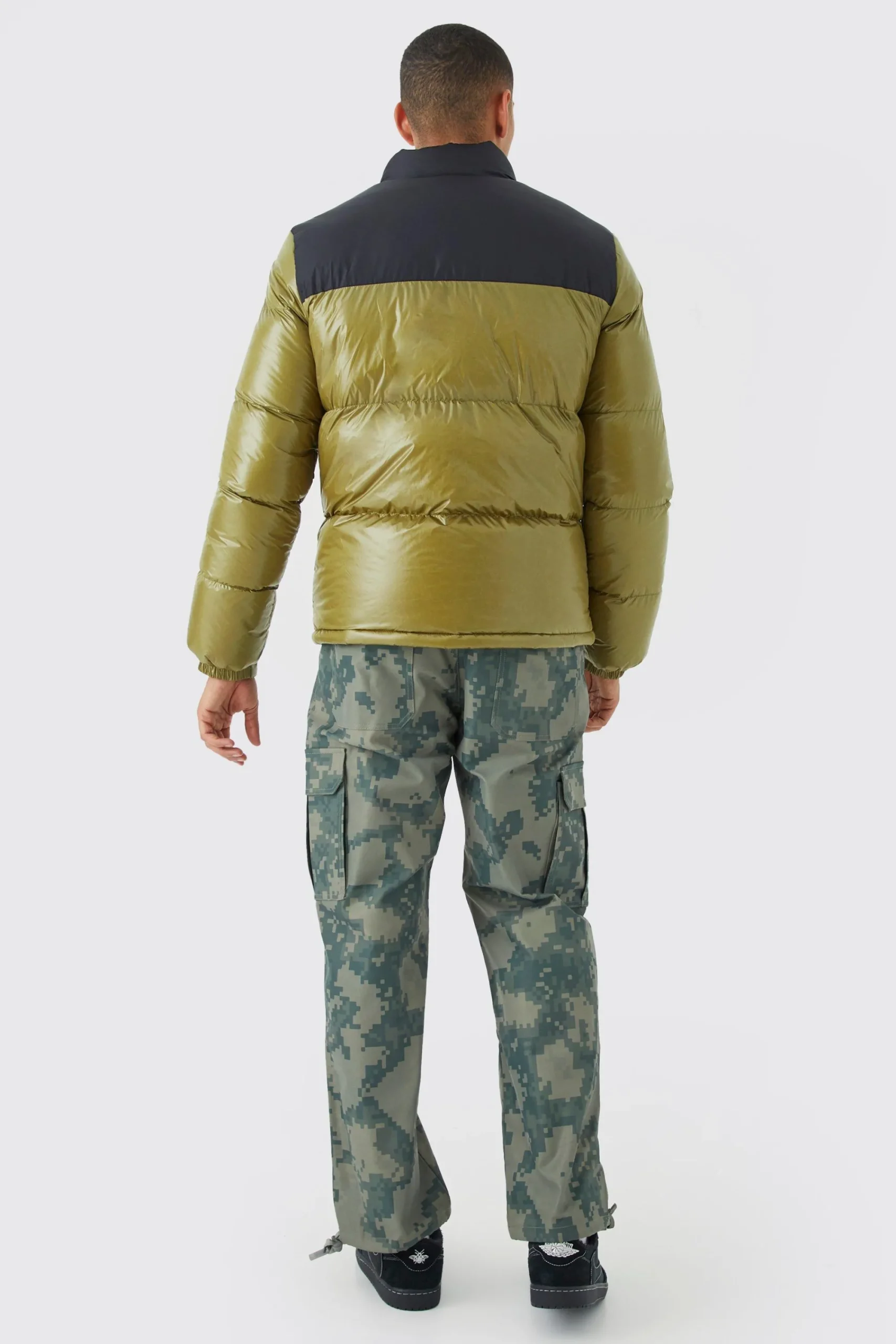 boohooMAN Man High Shine Colour Block Puffer | UK| Coats & Jackets
