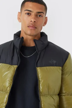 boohooMAN Man High Shine Colour Block Puffer | UK| Coats & Jackets