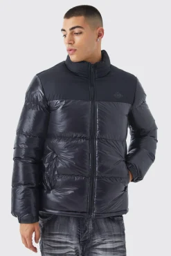 boohooMAN Man High Shine Colour Block Puffer | UK| Coats & Jackets