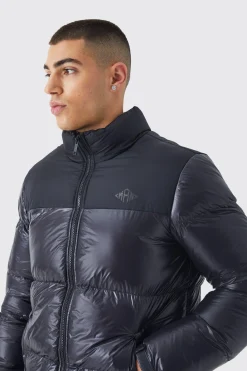 boohooMAN Man High Shine Colour Block Puffer | UK| Coats & Jackets