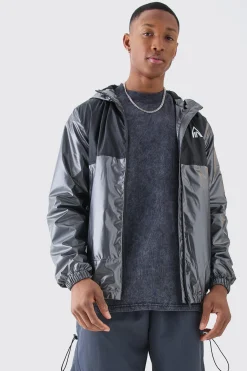 boohooMAN Man Metallic Colour Block Hooded Windbreaker | UK| Coats & Jackets