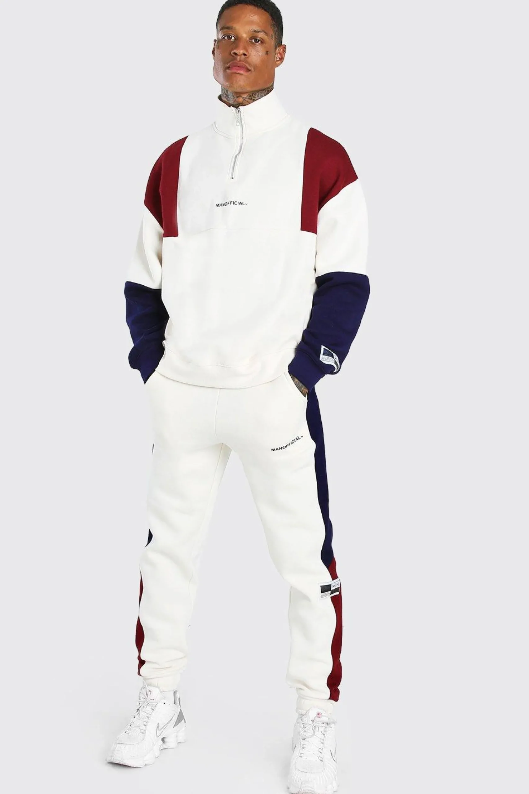 boohooMAN Man Official Colour Block Half Zip Tracksuit | UK| Tracksuits