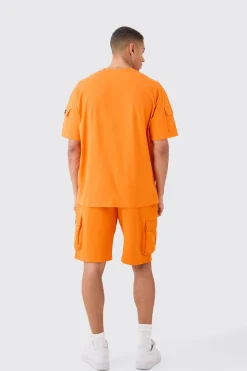 boohooMAN Man Oversized Cargo T-shirt And Relaxed Short Set | UK| Sets & Co-Ords|Tracksuits