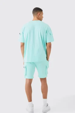 boohooMAN Man Oversized Cargo T-shirt And Slim Short Set | UK| Sets & Co-Ords|Tracksuits