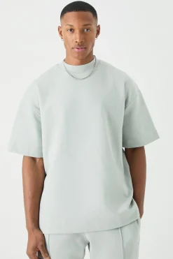 Man Oversized Extended Neck Heavy Interlock T-shirt | UK^boohooMAN Discount