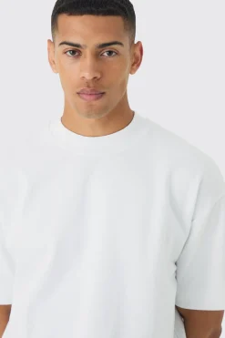 Man Oversized Extended Neck Heavy Interlock T-shirt | UK^boohooMAN Hot