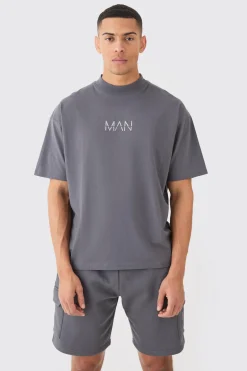 boohooMAN Man Oversized Extended Neck T-shirt And Cargo Short Set | UK| Shorts|Sets & Co-Ords