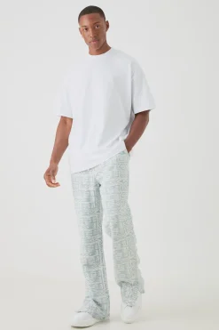 boohooMAN Man Oversized Extended Neck T-shirt & Jacquard Jogger Set | UK| Sets & Co-Ords