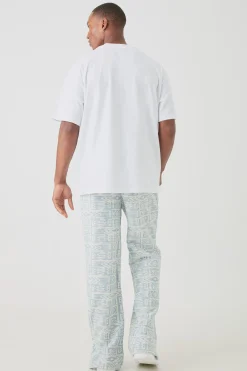 boohooMAN Man Oversized Extended Neck T-shirt & Jacquard Jogger Set | UK| Sets & Co-Ords