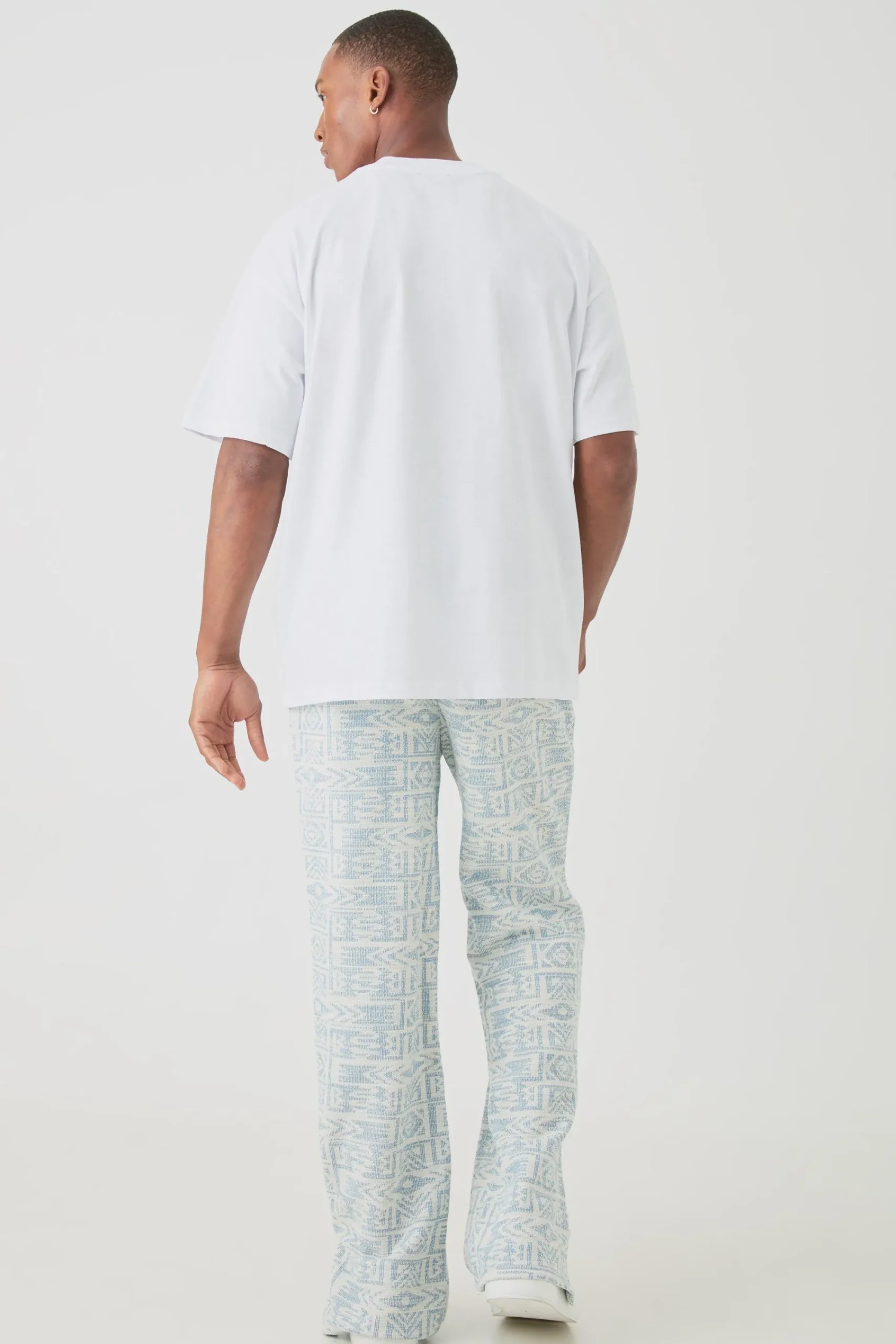 boohooMAN Man Oversized Extended Neck T-shirt & Jacquard Jogger Set | UK| Sets & Co-Ords