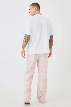 boohooMAN Man Oversized Extended Neck T-shirt & Jacquard Jogger Set | UK| Sets & Co-Ords|Tracksuits