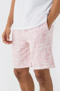 boohooMAN Man Oversized Extended Neck T-shirt And Jacquard Shorts Set | UK| Tracksuits