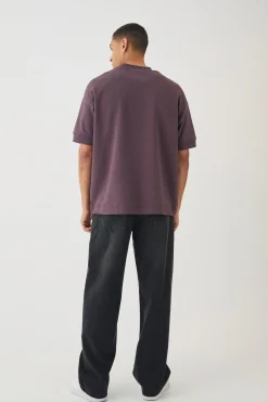 Man Oversized Extended Neck Heavy Interlock Ribbed Cuff T-shirt | UK^boohooMAN Discount