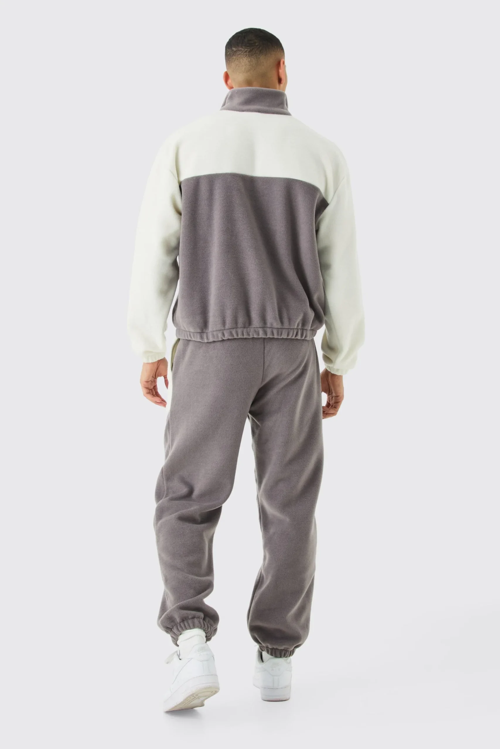 boohooMAN Man Oversized Popper Neck Colour Block Fleece Tracksuit | UK| Tracksuits