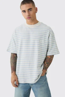 Man Oversized Ribbed Striped T-shirt | UK^boohooMAN New