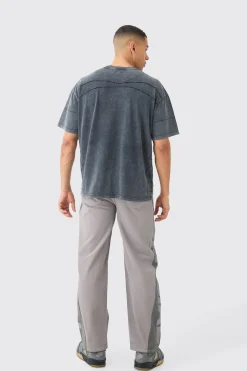 Man Oversized Wash Pintuck Embroidered T-shirt | UK^boohooMAN Online