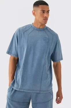 Man Oversized Wash Pintuck Embroidered T-shirt | UK^boohooMAN Discount