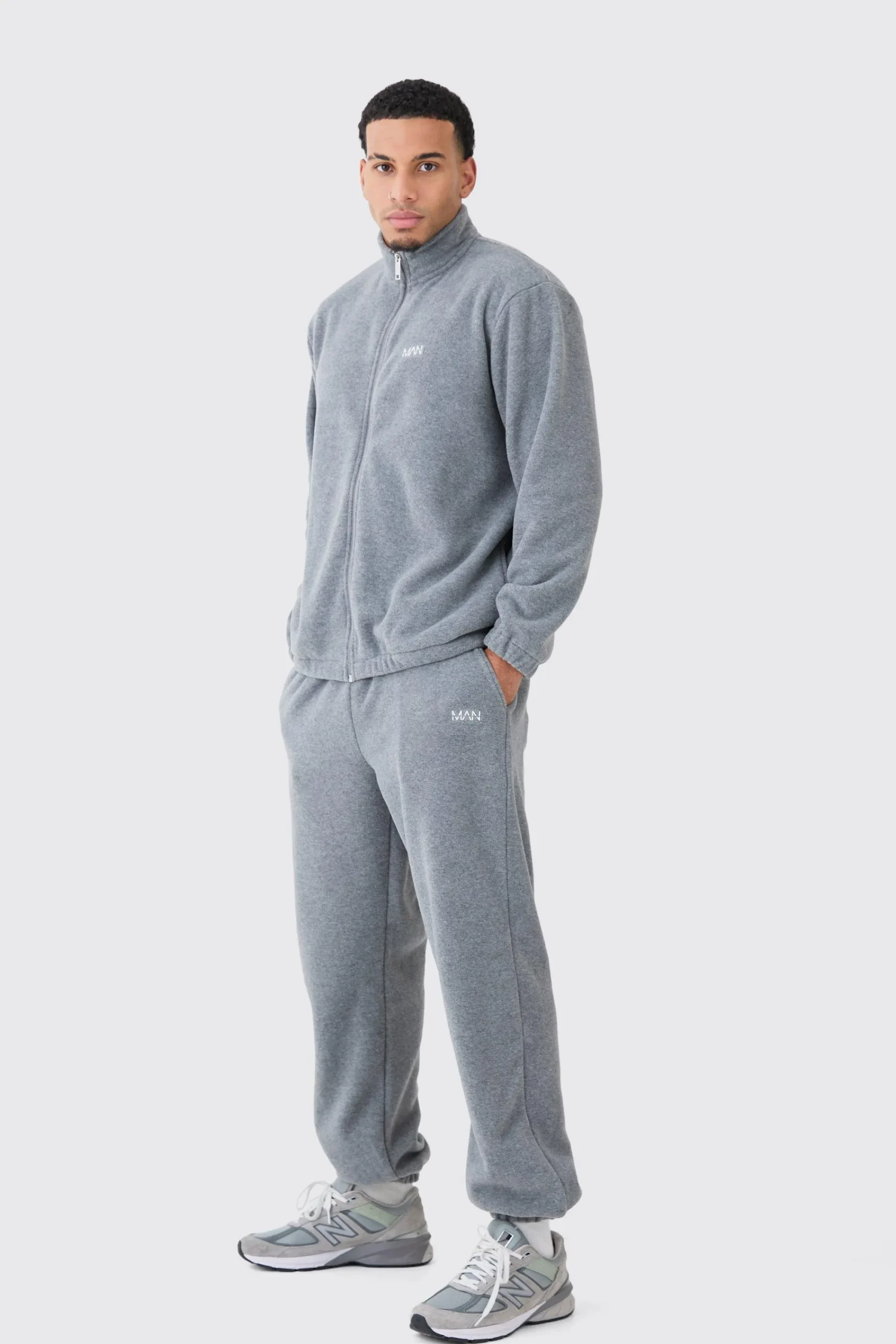 boohooMAN Man Oversized Zip Through Funnel Neck Fleece Tracksuit | UK| Tracksuits