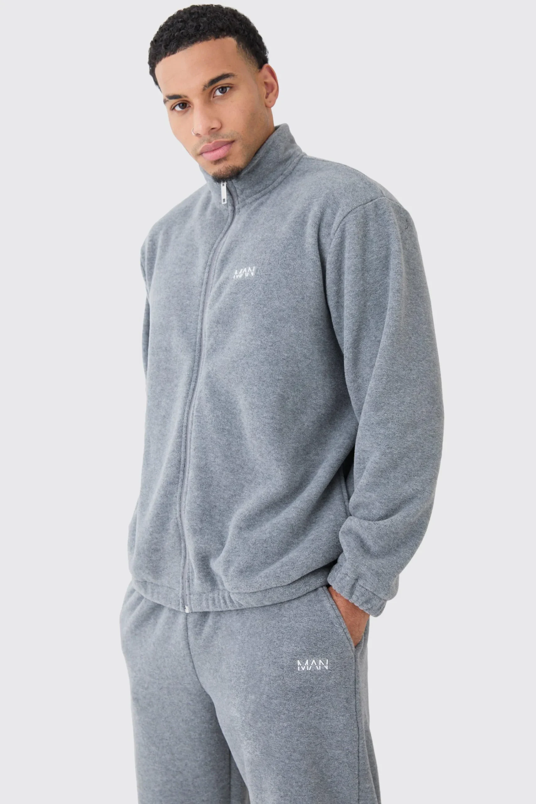 boohooMAN Man Oversized Zip Through Funnel Neck Fleece Tracksuit | UK| Tracksuits