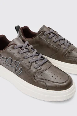 boohooMAN Man PU Chunky Sole Trainer In | UK| Trainers & Hi-Tops