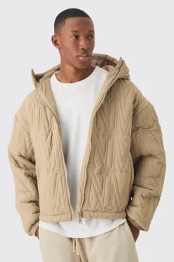 boohooMAN Man Quilted Hooded Puffer Coat In | UK| Coats & Jackets
