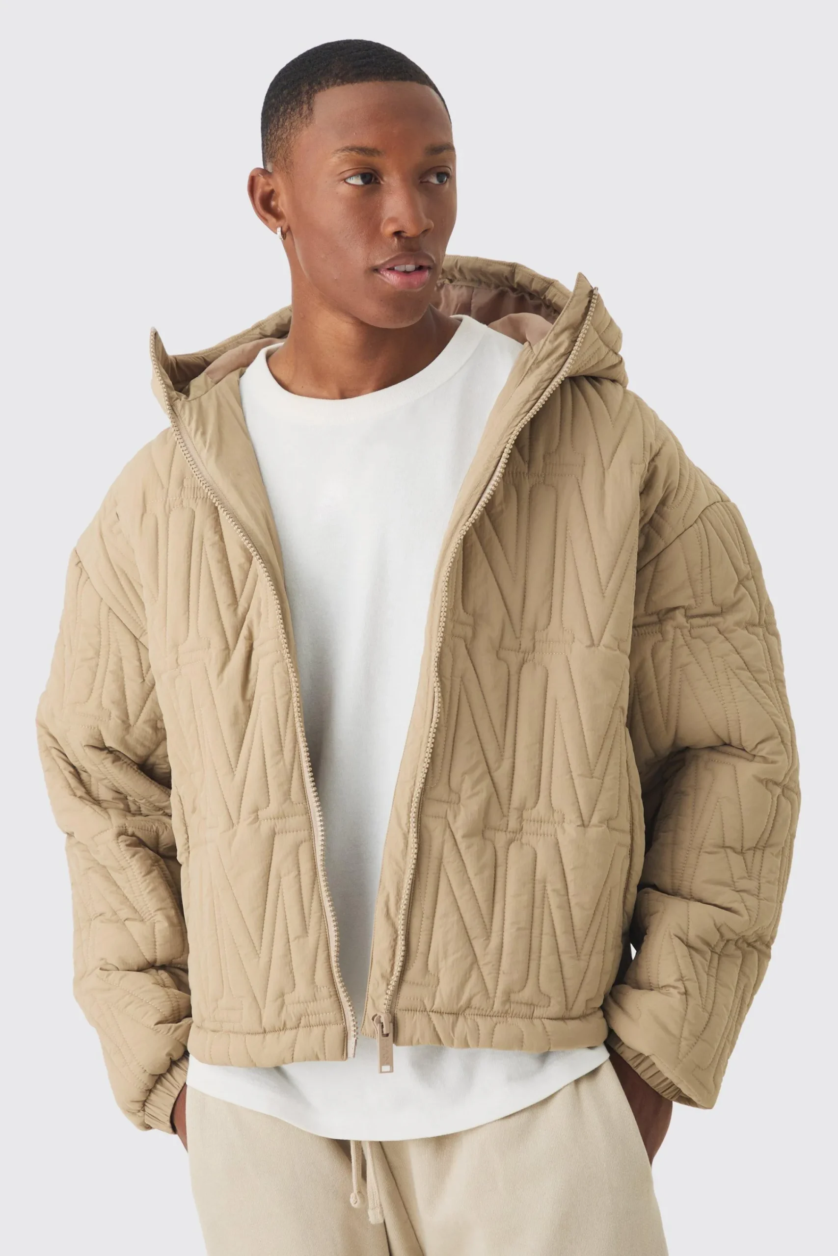boohooMAN Man Quilted Hooded Puffer Coat In | UK| Coats & Jackets
