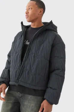 boohooMAN Man Quilted Hooded Puffer Coat In | UK| Coats & Jackets