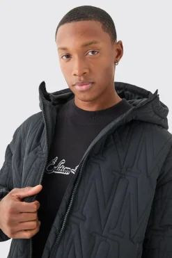 boohooMAN Man Quilted Hooded Puffer Coat In | UK| Coats & Jackets