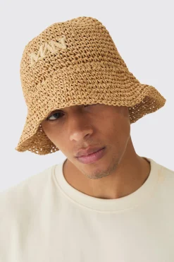 boohooMAN Man Raffia Bucket Hat In | UK| Hats & Caps
