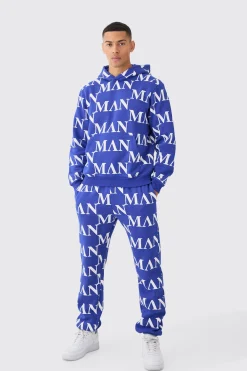 boohooMAN Man Roman All Over Print Hooded Tracksuit | UK| Tracksuits