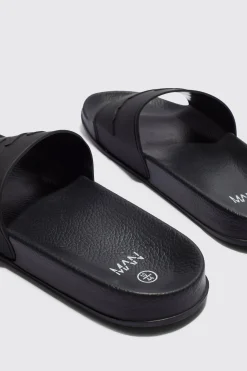 boohooMAN Man Script Slider | UK| Sliders & Slippers