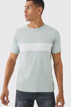 Man Script Slim Colour Block T-shirt | UK^boohooMAN Sale