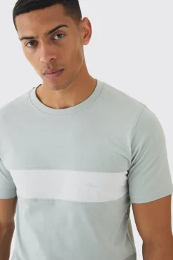 Man Script Slim Colour Block T-shirt | UK^boohooMAN Sale
