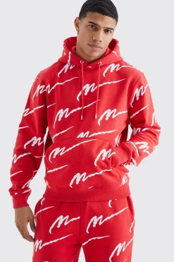 boohooMAN Man Signature All Over Print Hoodie Tracksuit | UK| Tracksuits