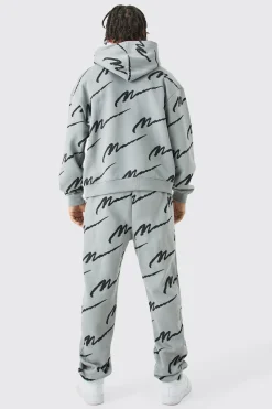 boohooMAN Man Signature All Over Print Boxy Hooded Tracksuit | UK| Tracksuits
