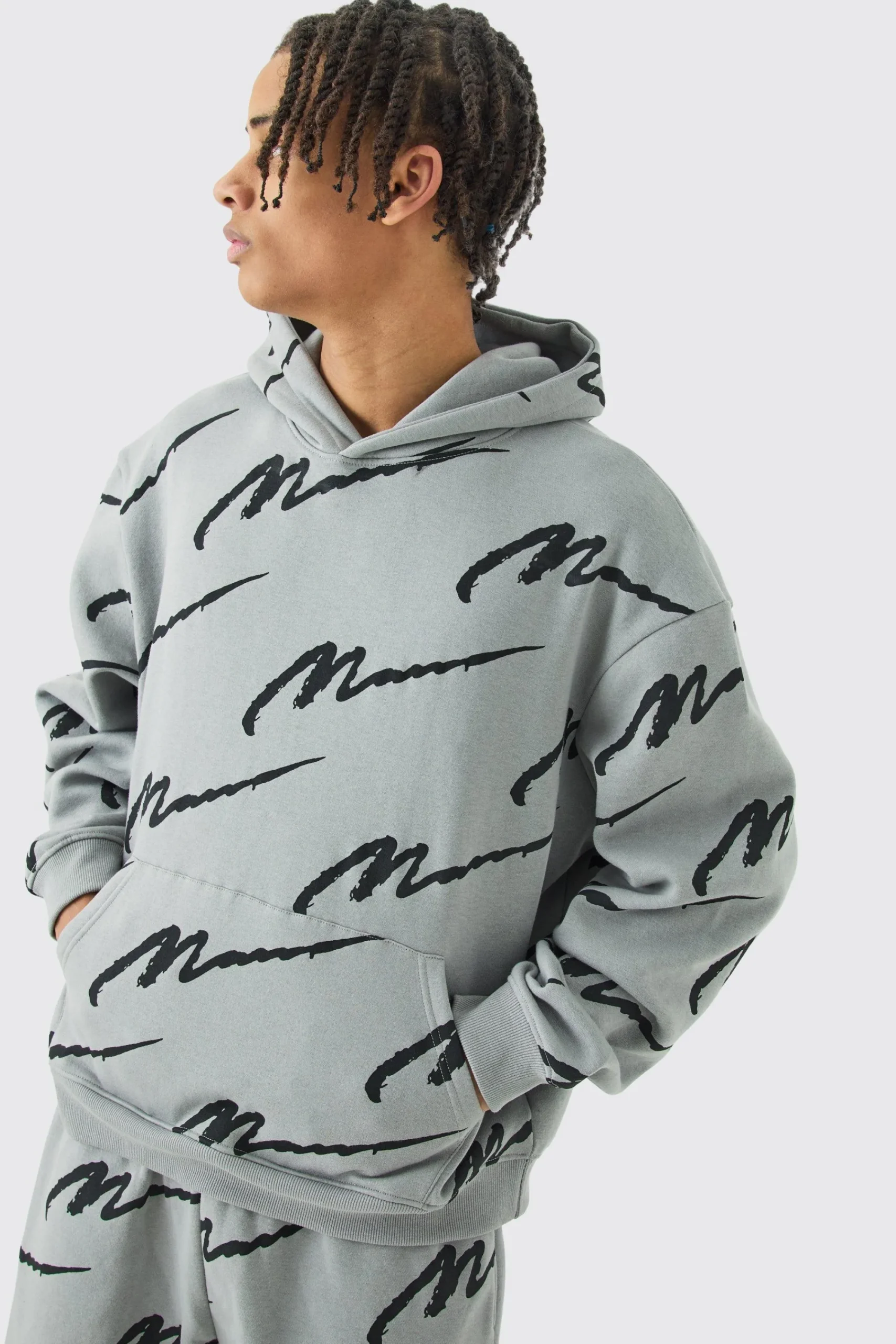 boohooMAN Man Signature All Over Print Boxy Hooded Tracksuit | UK| Tracksuits