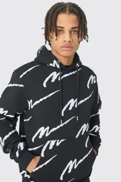 boohooMAN Man Signature All Over Print Hoodie | UK| Hoodies & Sweatshirts