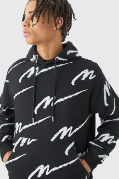 boohooMAN Man Signature All Over Print Hoodie | UK| Hoodies & Sweatshirts