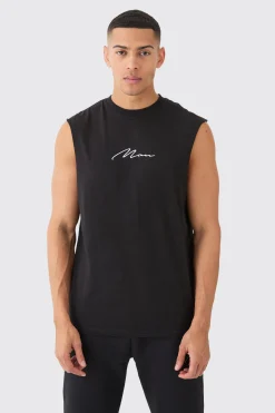 Man Signature Drop Armhole Tank | UK^boohooMAN Hot
