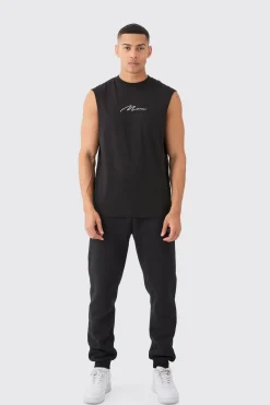 Man Signature Drop Armhole Tank | UK^boohooMAN Hot