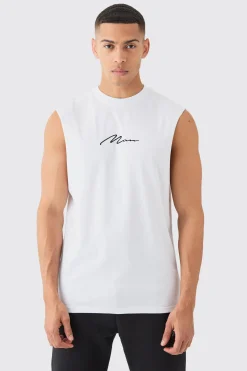 Man Signature Drop Armhole Tank | UK^boohooMAN