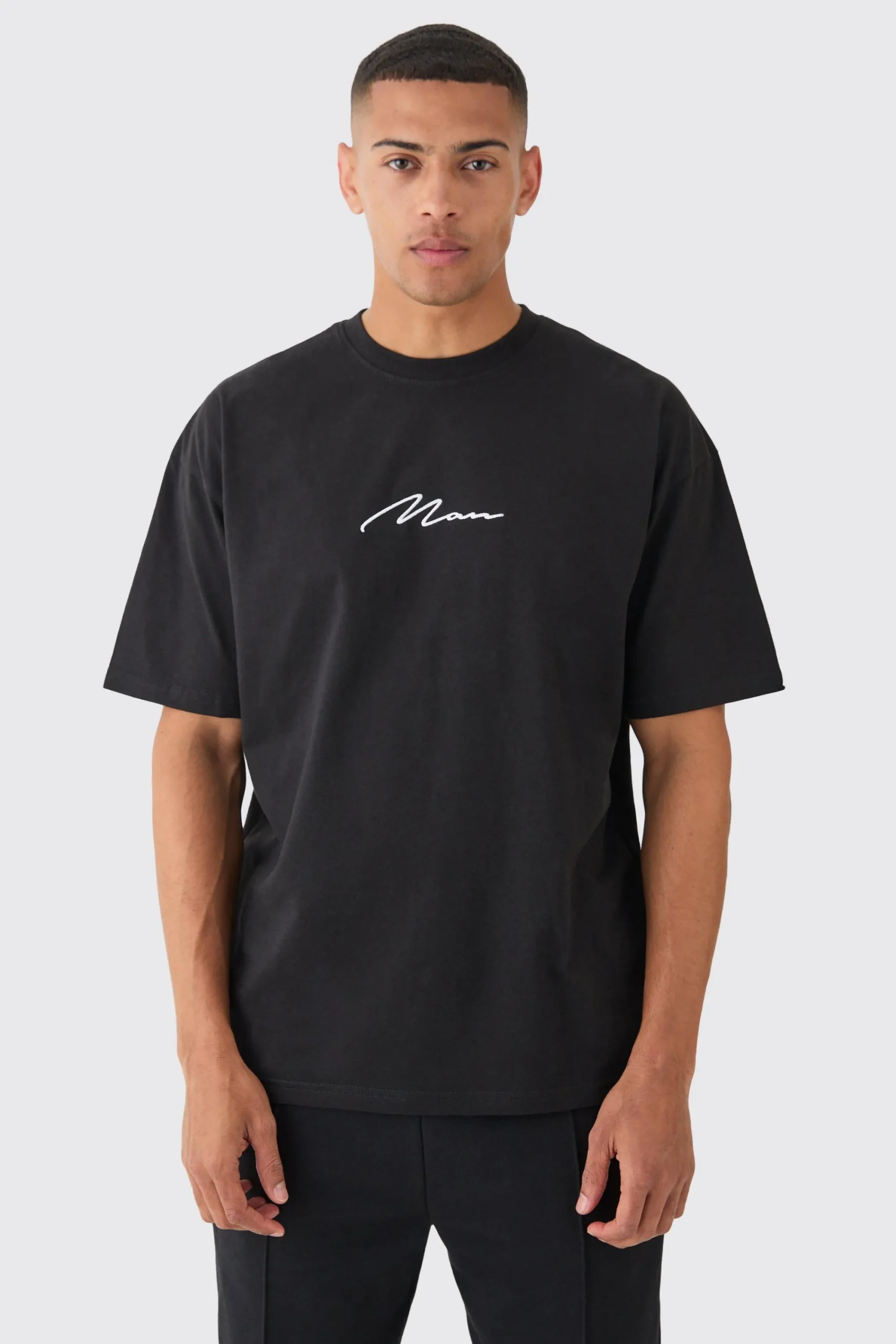 Man Signature Embroidered T-shirt | UK^boohooMAN Discount