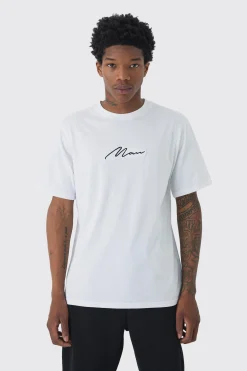 Man Signature Embroidered T-shirt | UK^boohooMAN Hot