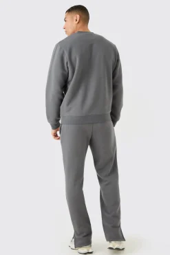 Man Signature Extended Neck Split Hem Sweatshirt Tracksuit | UK^boohooMAN Outlet