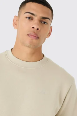 Man Signature Extended Neck Split Hem Sweatshirt Tracksuit | UK^boohooMAN New