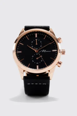 boohooMAN Man Signature Minimalist Faux Leather Watch | UK| Jewellery & Watches