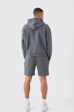 boohooMAN Man Signature Oversized Boxy Zip Thru Short Tracksuit | UK| Tracksuits