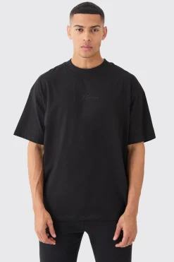Man Signature Oversized Basic Extended Neck T-shirt | UK^boohooMAN Hot